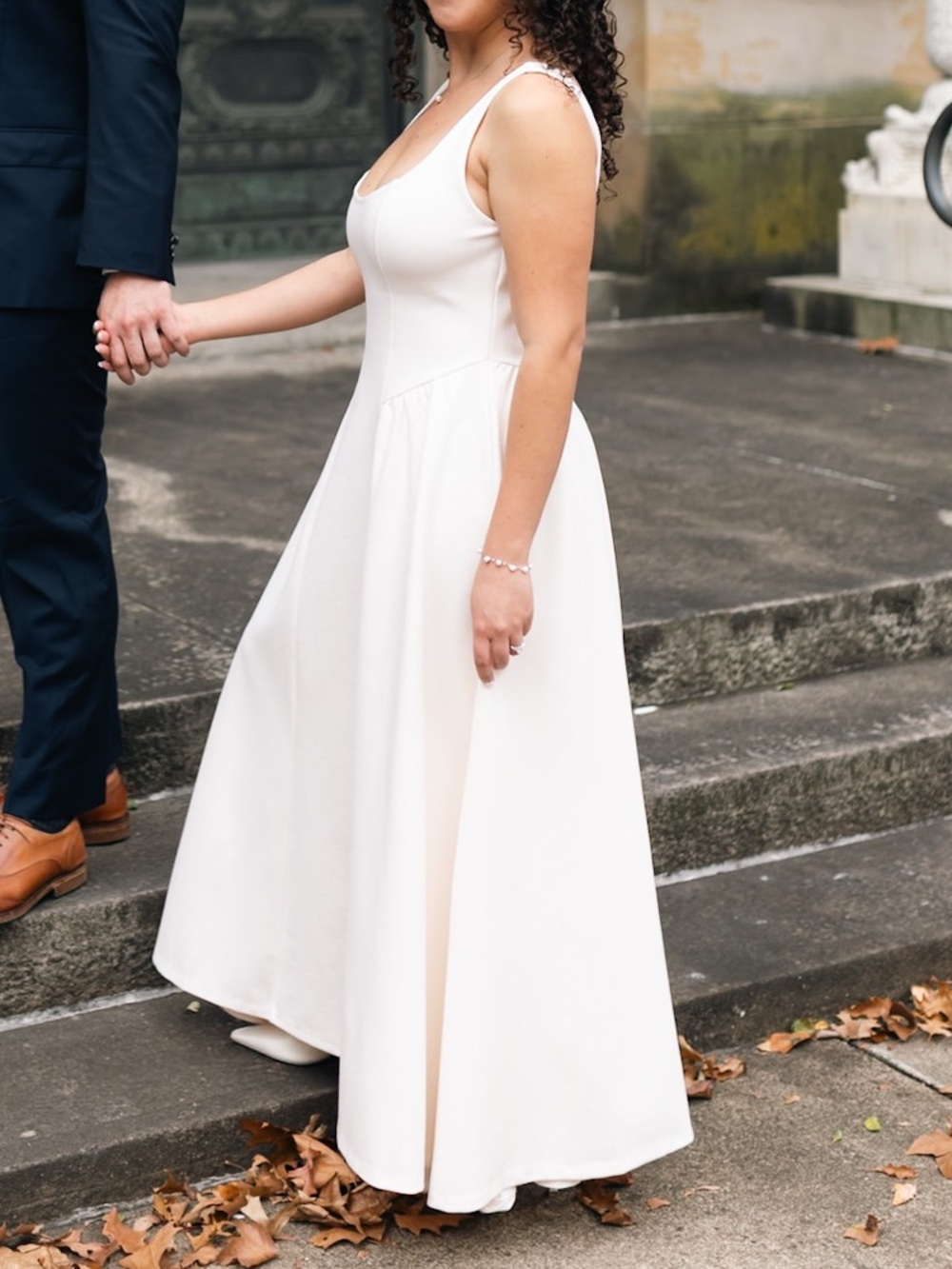 White Engagement dress - basket waist